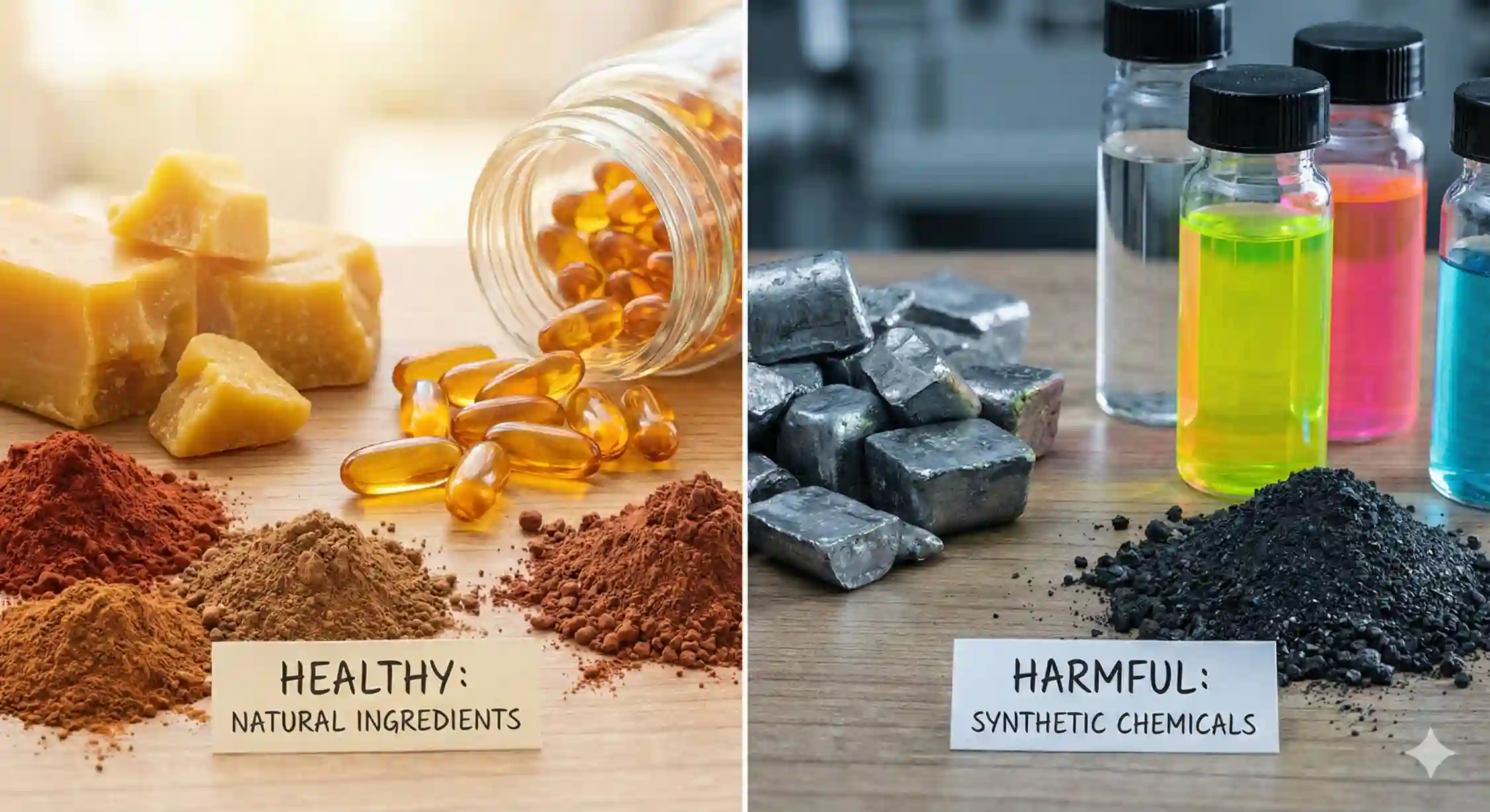 مقایسه مواد تشکیل دهنده مداد چشم اصل و گیاهی با نمونه‌های تقلبی حاوی سرب.